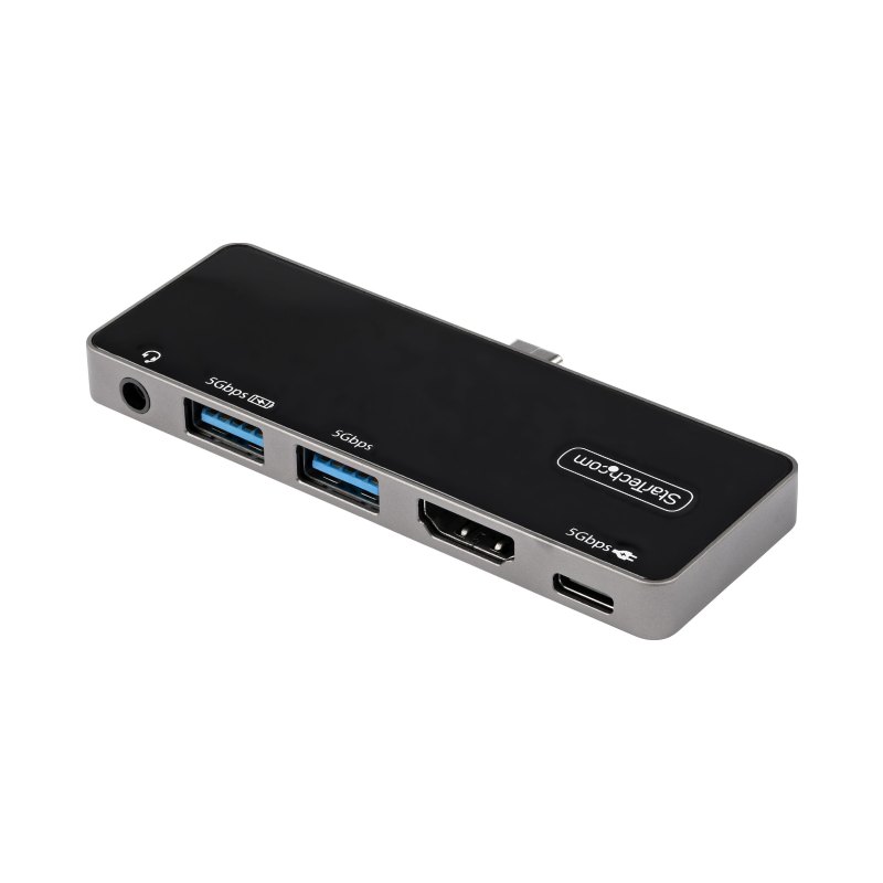 StarTech.com USB C Multiport Adapter - USB-C to 4K 60Hz HDMI 2.0, 100W Power Delivery Pass-Through Charging, 3-Port USB 3.0 Hub, Audio - USB-C Mini Dock - Portable USB Type-C Travel Dock