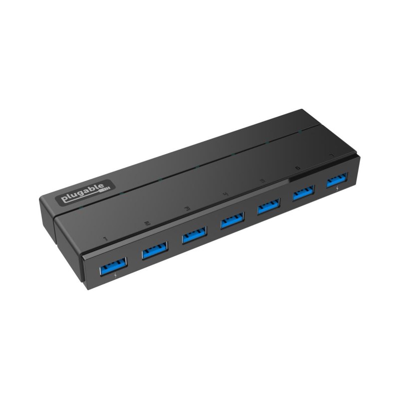 Plugable Technologies USB3-HUB7C interface hub USB 3.2 Gen 1 (3.1 Gen 1) Type-A 5000 Mbit/s Black