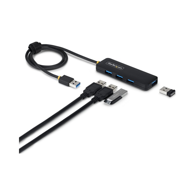StarTech.com Hub USB-A à 4 Ports, 5 Gbps, Alimenté par Bus, Mini-Hub USB-A vers 4x USB-A, Câble Hôte Extra Long de 61 cm, Plastique PCR, Hub USB Portable pour Ordinateur de Bureau/Portable