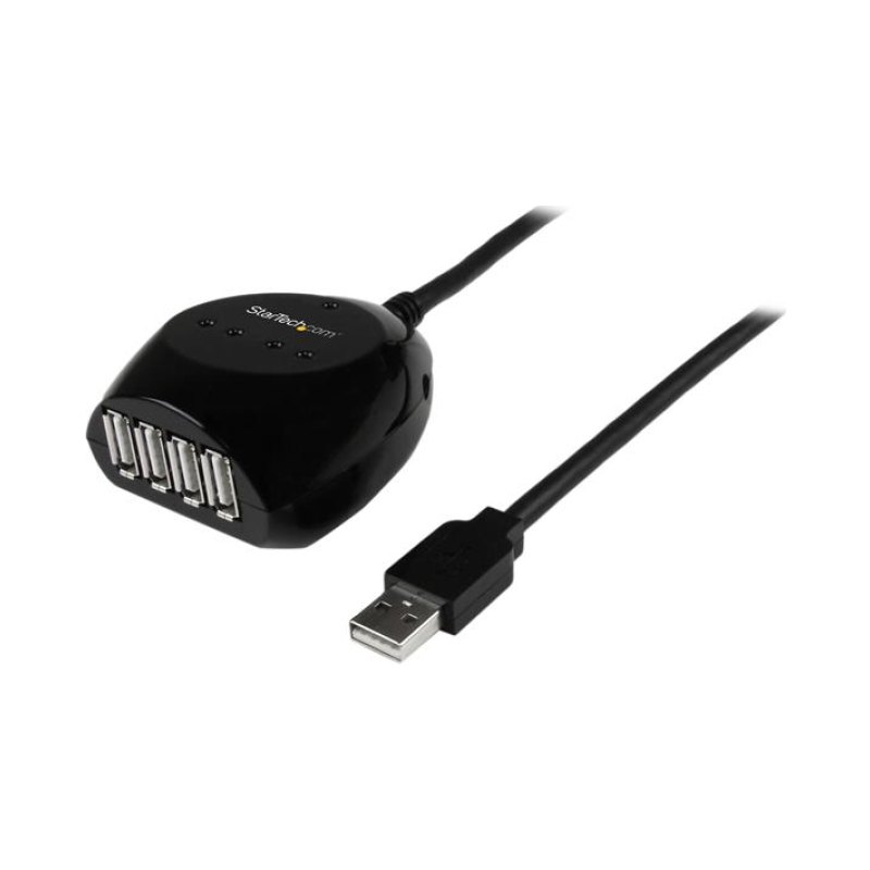 StarTech.com Câble USB 2.0 actif de 15m - Rallonge USB 2.0 avec hub à 4 ports - Noir