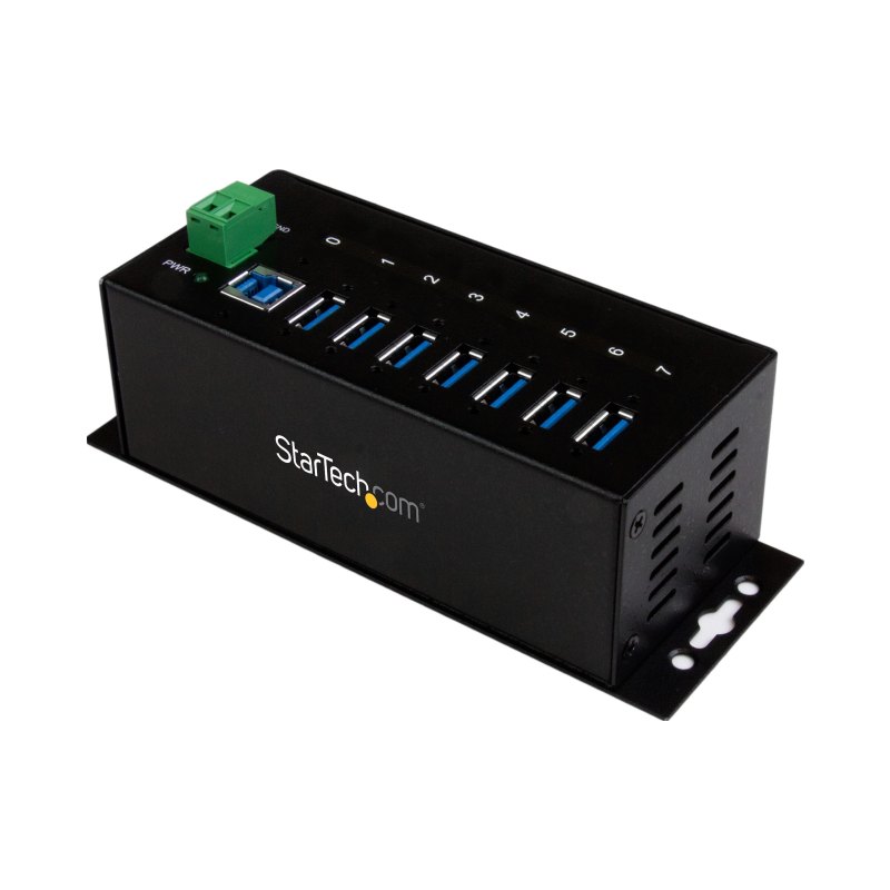 StarTech.com Hub USB 3.0 à 7 ports - 5Gbps - Hub USB-A industriel en métal avec protection ESD et protection contre les surtensions de 350W - Montage sur rail DIN, mural ou sur bureau - Hub d'extension USB conforme TAA