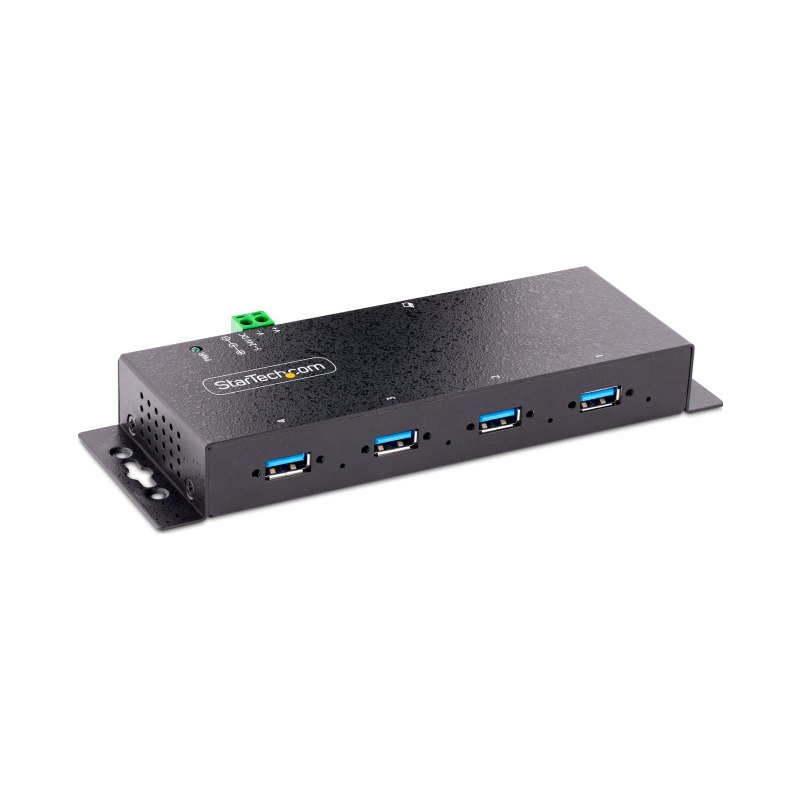 StarTech.com Hub USB Industriel 4 ports USB 3.0 5 Gbps, Hub USB Robuste avec Protection ESD, Hub USB-A Montable sur Rail DIN/Mur/Bureau, Extension USB avec Ports Verrouillables, Usage Intensif - TAA