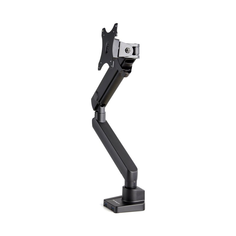 StarTech.com Bras pour Moniteur de Bureau avec 2 Ports USB 3.0, Support Mince pour Moniteur Unique à Mouvement Complet, Écran VESA Jusqu'à 34" (8kg), Fixation par Pince/Armillon, Ressort Mécanique