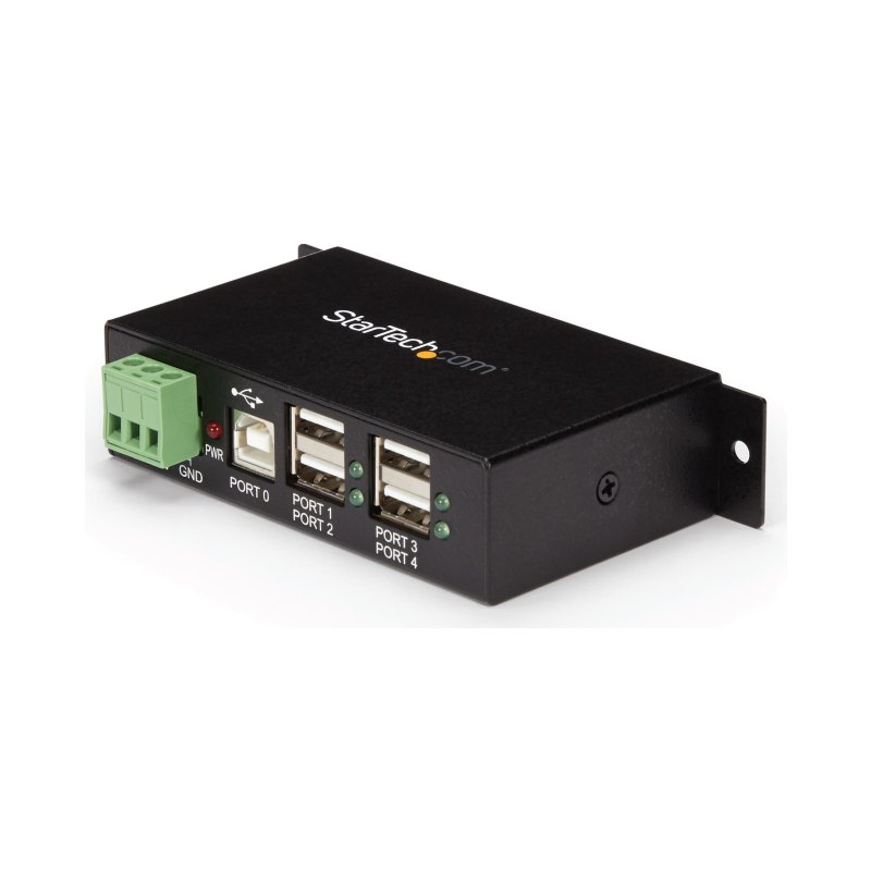 StarTech.com Hub USB 2.0 4 ports - Hub USB-A industriel en métal - Hub de données USB montable sur rail DIN, mur ou bureau - Hub d'extension USB conforme TAA
