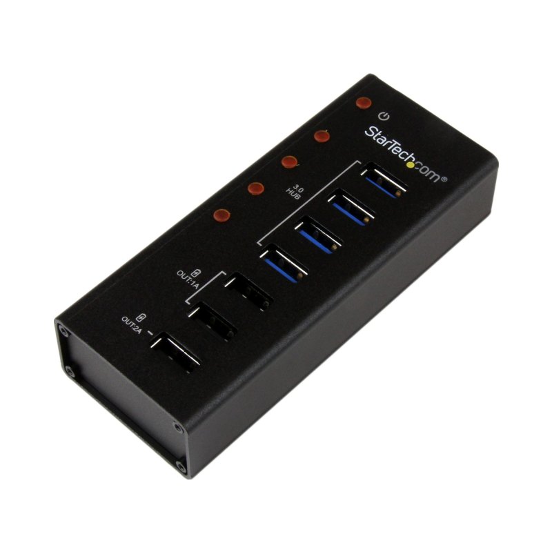 StarTech.com Hub USB 3.0 (5Gbps) Alimenté de 4 ports avec Station de Recharge de 3 ports USB (2 x 1A, 1 x 2A) - Fixation Murale