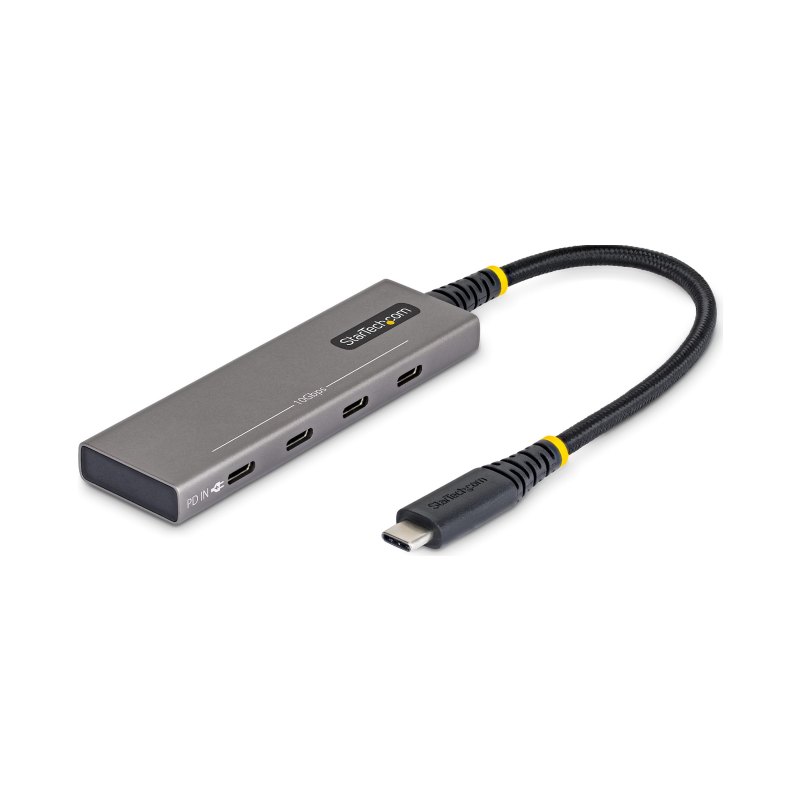 StarTech.com 4-Port USB-C Hub, 10Gbps, 100W PD Charging, 4x USB-C Ports, Overcurrent Protection, PCR Aluminum, For MacBook / Dell / ThinkPad / HP / iPad / Tablet