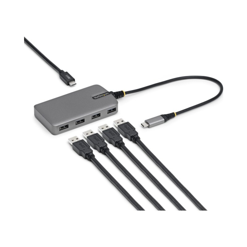 StarTech.com Hub USB-C 4 Ports, 5 Gbps, Alimenté par Bus, Hub USB-C vers 4 Ports USB-A avec Entrée d'Alimentation Auxiliaire USBC, Câble Hôte de 30 cm, Hub USB Portable pour PC de Bureau/Portable