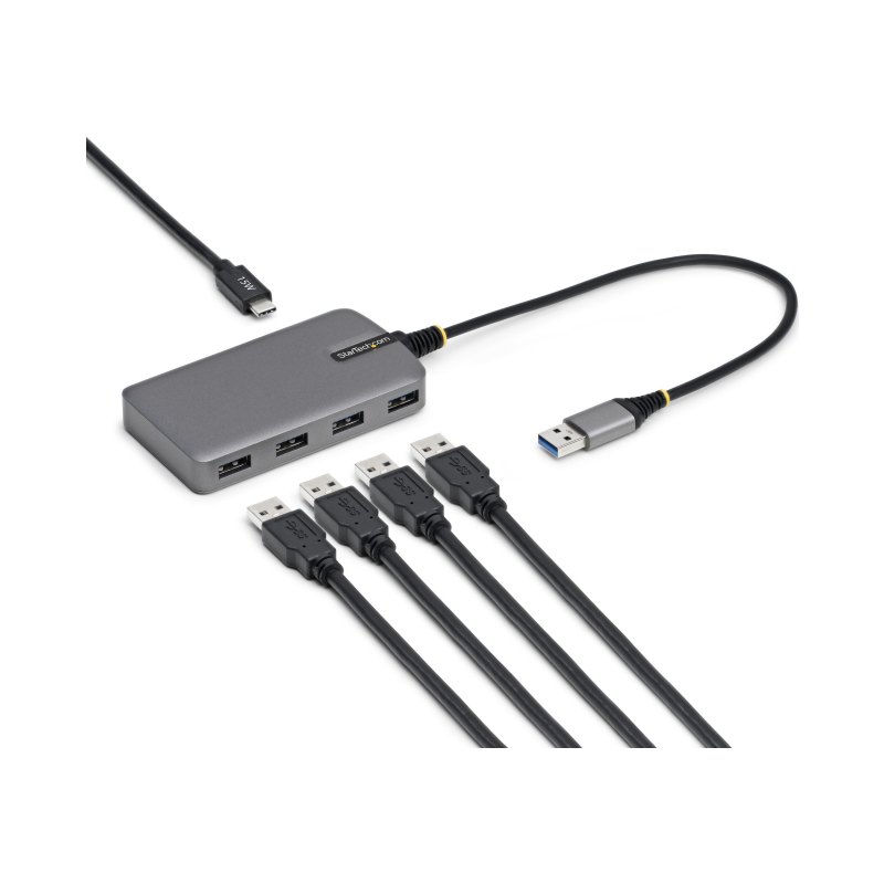 StarTech.com Hub USB-A 4 Ports, 5 Gbps, Alimenté par Bus, Hub USB-A vers 4 Ports USB-A avec Entrée d'Alimentation Auxiliaire USBC, Câble Hôte de 30 cm, Hub USB Portable pour PC de Bureau/Portable