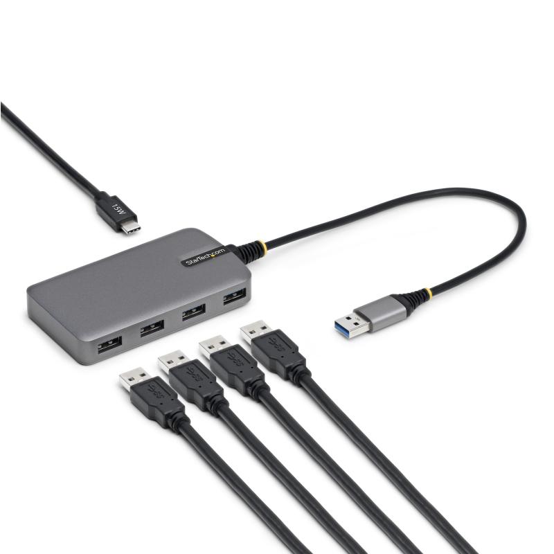 StarTech.com Hub USB-A 4 Ports, 5 Gbps, Alimenté par Bus, Hub USB-A vers 4 Ports USB-A avec Entrée d'Alimentation Auxiliaire USBC, Câble Hôte de 30 cm, Hub USB Portable pour PC de Bureau/Portable