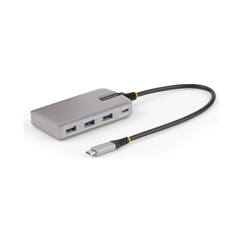StarTech.com Hub USB-C à 4 Ports avec Sortie Vidéo USB-C DP Alt Mode 4K 60Hz - 3x USB-A, 1x USB Type-C, 100W Power Delivery Pass-Through, USB 3.2 10Gbps, Câble 30cm, Hub USB 3.0 Portable