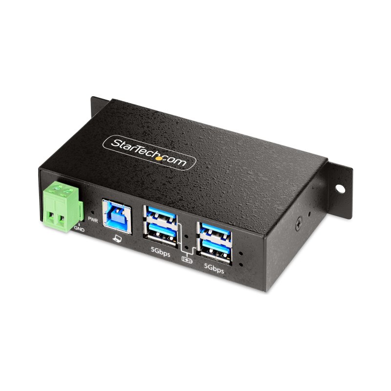 StarTech.com Hub USB 3.0 4 Ports avec 4x USB-A, Boîtier Industriel en Métal, Hub USB 4 ports avec Protection ESD, Montage Mural, sur Table ou sur Rail, USB 3.0/3.1/3.2 Gen 1 5Gbps