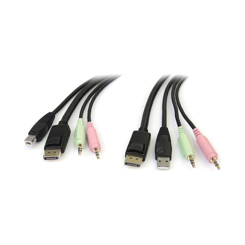 StarTech.com Câble de commutateur KVM DisplayPort USB 4 en 1 de 1,8 m avec audio et microphone