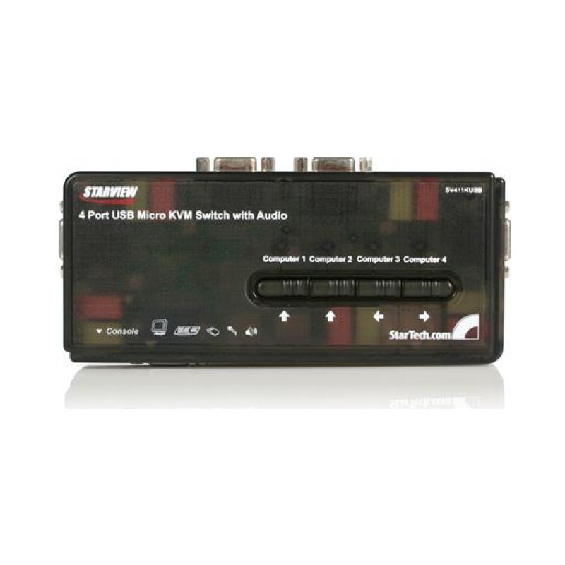 StarTech.com Kit commutateur noir KVM USB 4 ports avec audio et câbles