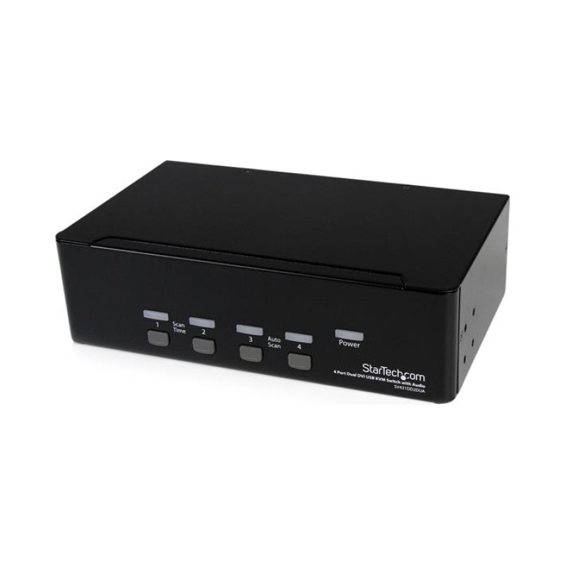 StarTech.com Switch KVM USB 2 écrans DVI pour 4 ordinateurs avec audio - Commutateur KVM