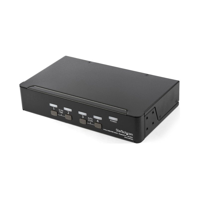 StarTech.com 4 Port DisplayPort KVM Switch - 4K 60Hz - Single Display - Dual Port UHD DP 1.2 USB KVM Switch with Integrated USB 2.0 Hub & Audio - Dell, HP, Apple, Lenovo - TAA Compliant