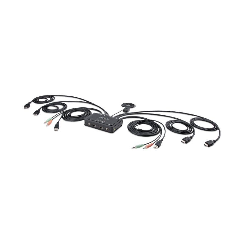 StarTech.com Switch KVM 2 Ports avec Câble HDMI, 4K 60Hz - Commutateur KVM Compact avec Câbles Intégrés USB-A/HDMI/Audio de 1,5 m - Alimenté par Bus - Switch KVM HDMI 4K - Commutation à Distance