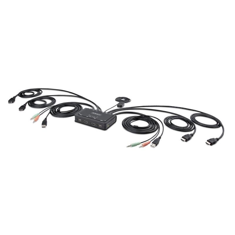 StarTech.com Switch KVM 2 Ports avec Câble HDMI, 4K 60Hz - Commutateur KVM Compact avec Câbles Intégrés USB-A/HDMI/Audio de 1,5 m - Alimenté par Bus - Switch KVM HDMI 4K - Commutation à Distance