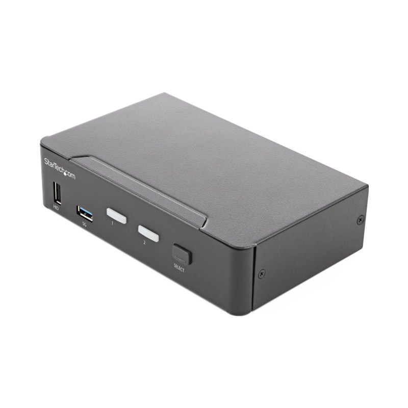 StarTech.com Commutateur KVM HDMI, 2 Ports - Moniteur Unique 4K 60Hz Ultra HDR - Commutateur KVM de Bureau HDMI 2.0 avec Hub USB 3.0 à 2 Ports (5Gbps) et 4x USB 2.0 HID, Audio - Commutation par Touches - TAA