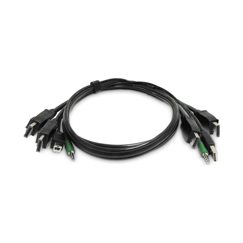 StarTech.com Câble KVM Double DisplayPort de 1,8m, USB 2.0, Audio 3,5mm, Câble Combiné Universellement Compatible pour Switch KVM, Conforme TAA