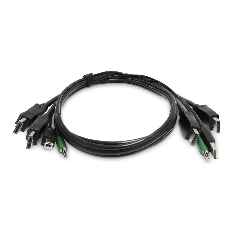 StarTech.com Câble KVM Double DisplayPort de 1,8m, USB 2.0, Audio 3,5mm, Câble Combiné Universellement Compatible pour Switch KVM, Conforme TAA