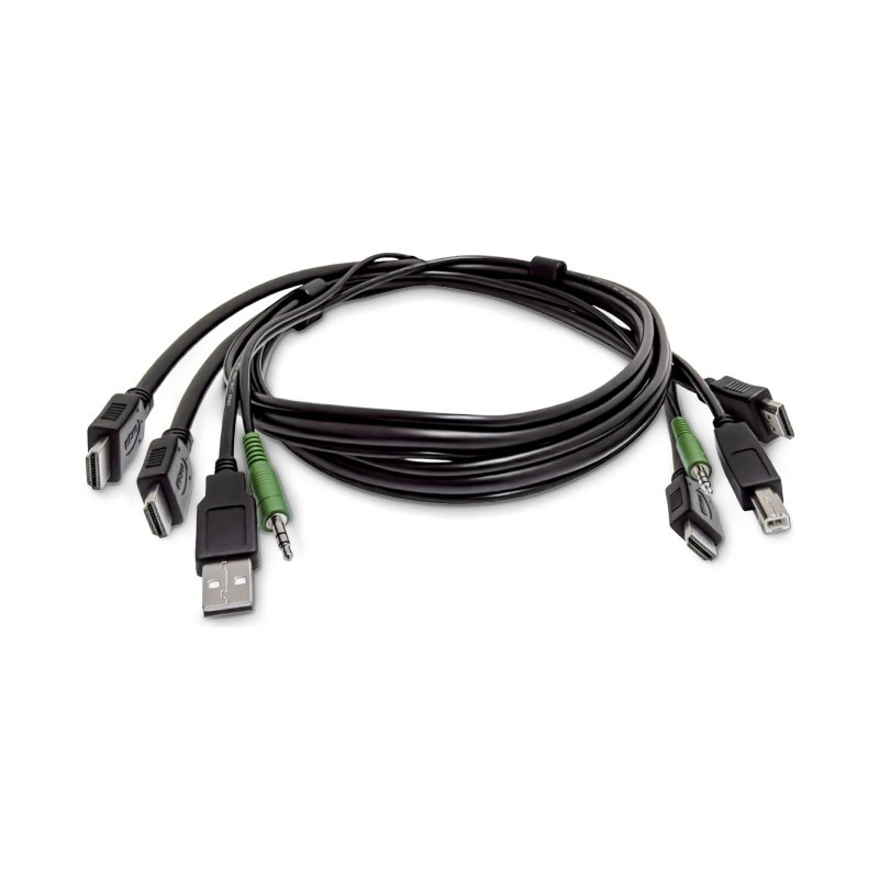 StarTech.com Câble KVM Double HDMI de 3 m, USB 2.0, Audio 3,5 mm, Câble Combiné Universellement Compatible pour Switch KVM, Conforme TAA