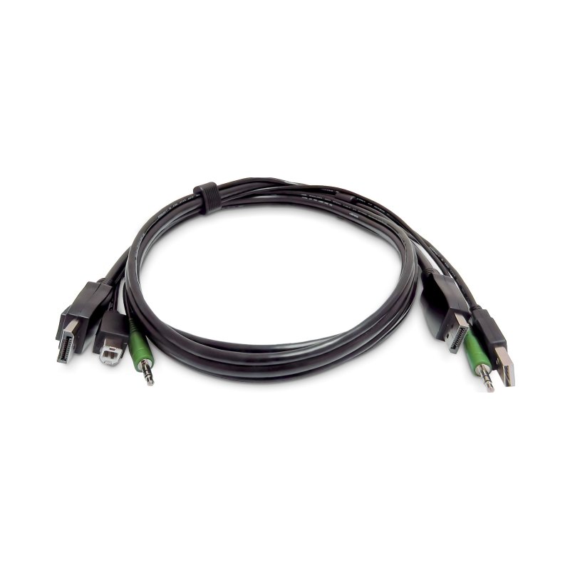 StarTech.com Câble KVM Double DisplayPort de 3 m, USB 2.0, Audio 3,5 mm, Câble Combiné Universellement Compatible pour Commutateurs KVM, Conforme TAA