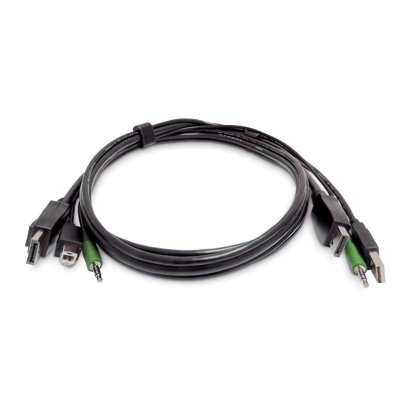 StarTech.com Câble KVM Double DisplayPort de 3 m, USB 2.0, Audio 3,5 mm, Câble Combiné Universellement Compatible pour Commutateurs KVM, Conforme TAA