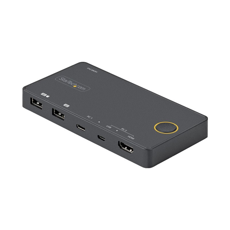 StarTech.com Switch KVM Hybride 2 Ports USB-A + HDMI & USB-C - Écran Unique HDMI 2.0 4K 60Hz - Commutateur KVM Compact HDMI Desktop et/ou Laptop - Alimenté par Bus USB - Compatible Thunderbolt 3