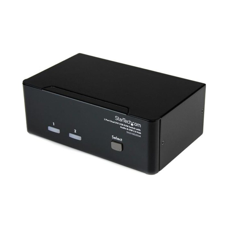 StarTech.com Commutateur KVM USB et double DVI à 2 ports avec audio et hub USB 2.0