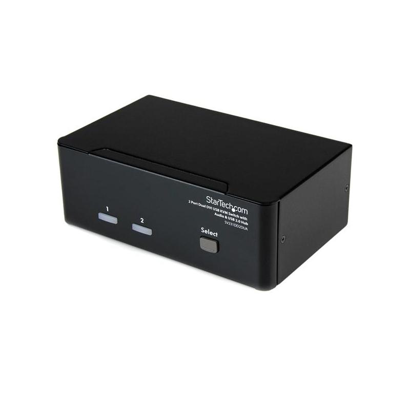 StarTech.com Commutateur KVM USB et double DVI à 2 ports avec audio et hub USB 2.0