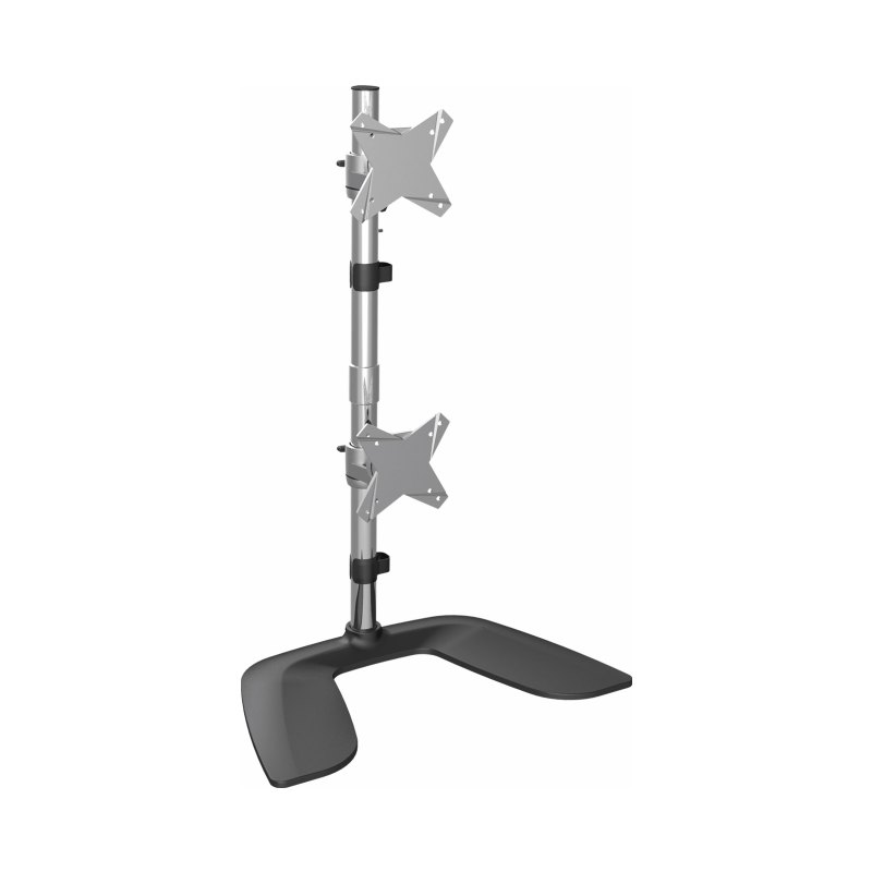 StarTech.com Vertical Dual Monitor Stand, Ergonomic Desktop Stacked Two Monitors, Free Standing Universal Monitor Mount, Height Adjustable - For up to two 27" or 34" Ultrawide (22lb/8kg) VESA Mount Displays