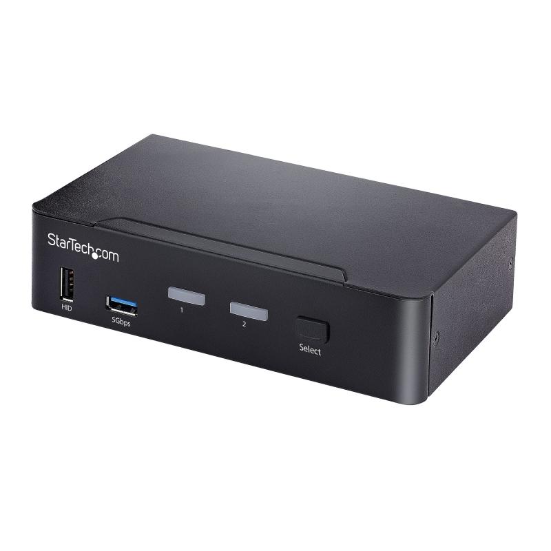 StarTech.com Switch KVM USB-C à 2 Ports, Moniteur DisplayPort 4K 60Hz, Audio 3,5 mm, 6x Ports de Hub USB, CTommutation par touche de Raccourci, Compatible Thunderbolt 3/4