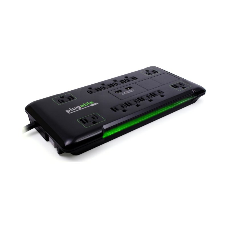 Plugable Technologies PS12-USB2B surge protector Black 12 AC outlet(s) 120 V 1.89 m