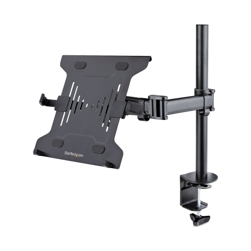 StarTech.com Laptop Desk Mount - Monitor and Laptop Mount - Displays up to 34" (17.6lb/8kg) & Laptops (4.5kg/9.9lb) - Articulating VESA Laptop Tray Arm - Clamp / Grommet Mount