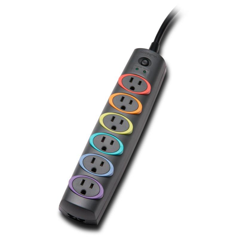 Kensington K62144NA protection surtension Multicolore 6 sortie(s) CA 2,4 m