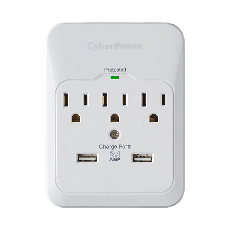 CyberPower CSP300WUR1 surge protector White 3 AC outlet(s) 125 V