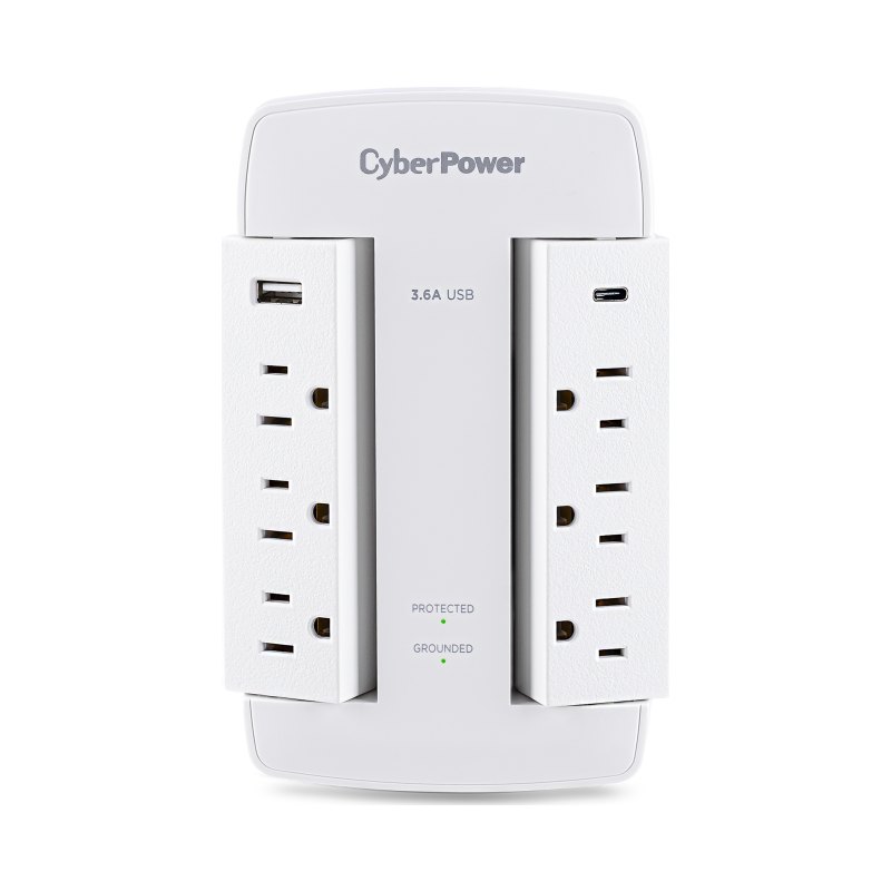 CyberPower CSP600WSURC5 surge protector White 6 AC outlet(s) 125 V