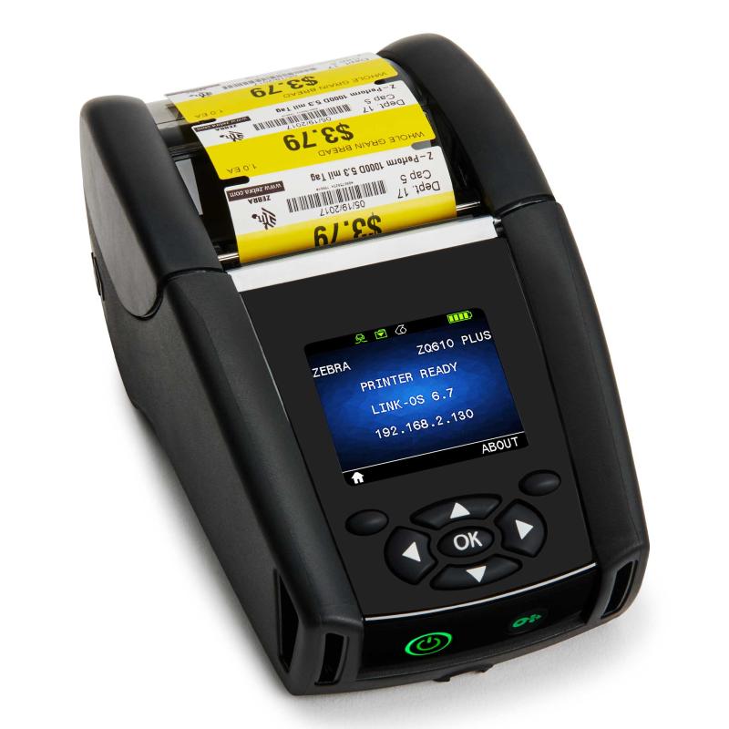 Zebra ZQ610 Plus imprimante pour étiquettes Thermique directe 203 x 203 DPI 115 mm/sec Avec fil &sans fil Wifi Bluetooth