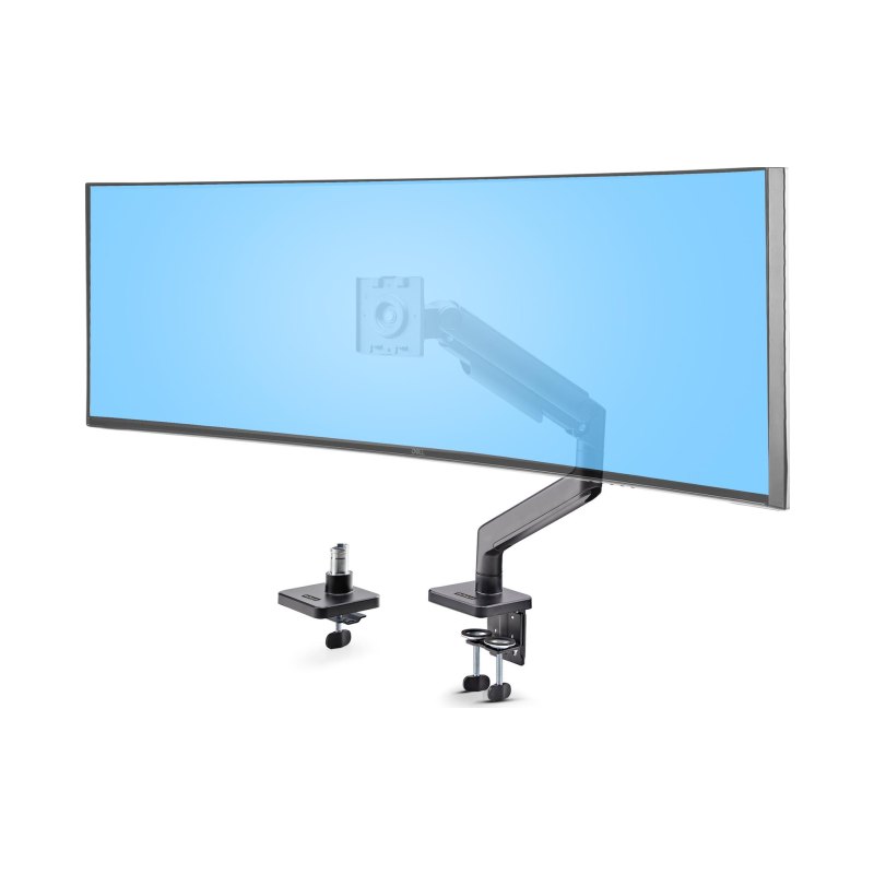 StarTech.com Monitor Desk Mount for up to 49in 32:9 Ultrawide Curved Screens, Mechanical Spring Arm, C-Clamp/Grommet, Tool-Less Adjustment, Max 44lb/20kg