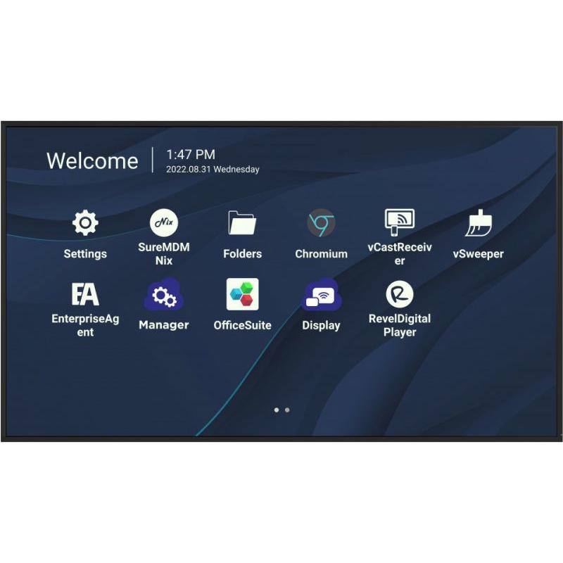 Viewsonic CDE7530 Écran d'affichage dynamique 190,5 cm (75") Wifi 450 cd/m² 4K Ultra HD Noir Intégré dans le processeur Android 11