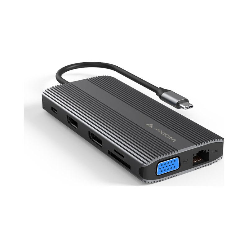 Axiom 12-In-1 Male Usb-C To Hdmi Dp Vga Rj45