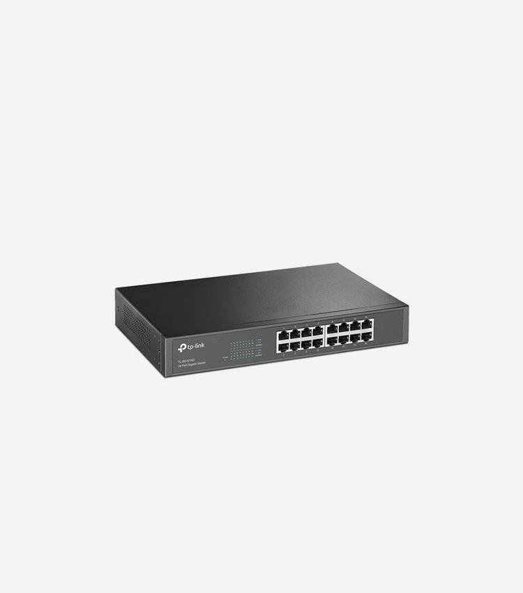 TP-Link TL-SG1016D 16-Port Gigabit Desktop Switch - 16 Ports - Gigabit Ethernet, Fast Ethernet - 10/100/1000Base-T - 2 Layer Supported - 9.95 W Power Consumption - Twisted Pair - Rack-mountable, Desktop