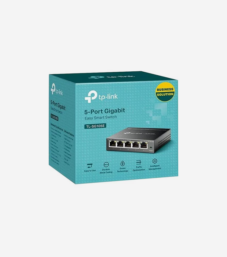 TP-Link 5-Port Gigabit Easy Smart Switch - 5 Ports - Manageable - Gigabit Ethernet - 10/100/1000Base-T - 2 Layer Supported - 2.70 W Power Consumption - Twisted Pair - Desktop - 3 Year Limited Warranty