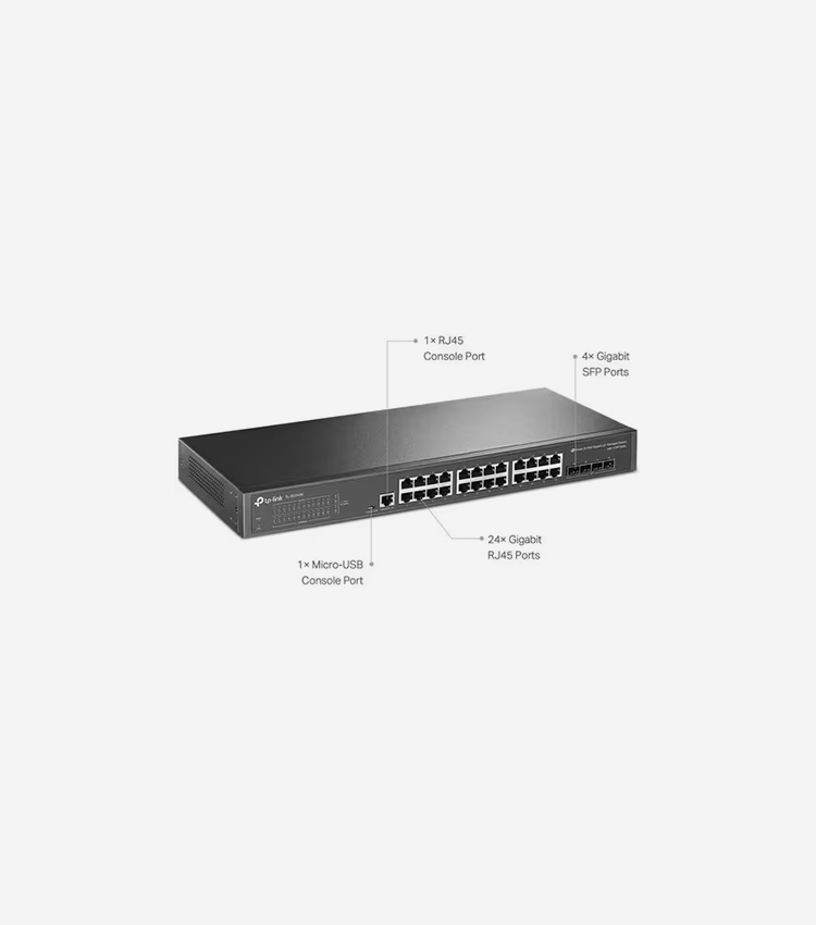 TP-Link JetStream 24-Port Gigabit L2 Managed Switch with 4 SFP Slots - 24 Ports - Manageable