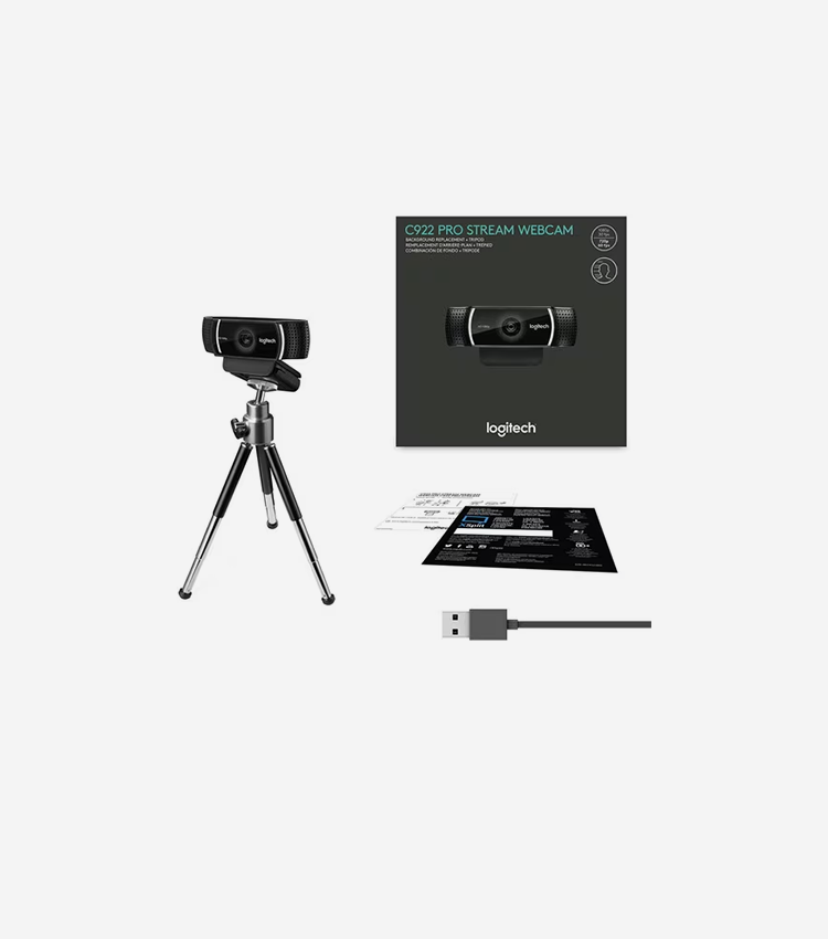 Logitech C922 Webcam - 2 Megapixel - 60 fps - USB 2.0 - 1 Each - 1920 x 1080 Video - Auto-focus - 78° Angle - 1.2x Digital Zoom - Microphone - Computer, Notebook, Monitor