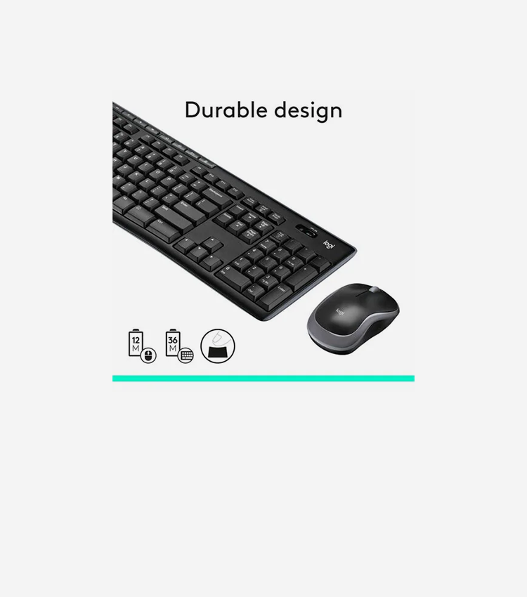 Logitech MK270 Wireless Keyboard and Mouse Combo for Windows, 2.4 GHz Wireless, Compact Mouse, 8 Multimedia and Shortcut Keys, 2-Year Battery Life, for PC, Laptop - USB Wireless RF 2.40 GHz Keyboard - English - Black - USB Wireless RF Mouse - Optical - Scroll Wheel - Black - Multimedia, Internet Key, Email, Play/Pause, Volume Control, On/Off Switch Hot Key(s) - AA, AAA for PC - Retail - 1 Each