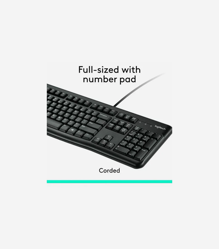 Logitech MK120 Desktop Corded Combo Set - USB Cable Keyboard - 104 Key - USB Cable Mouse - Optical - 1000 dpi - Scroll Wheel for PC - 1 Each