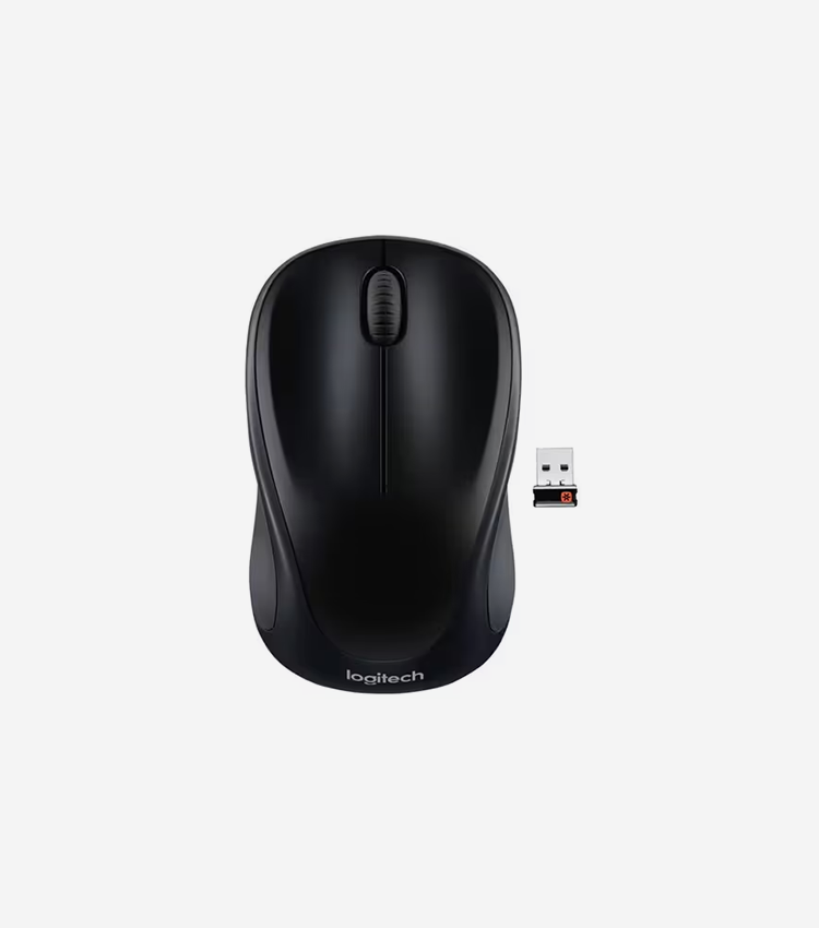 Logitech M317 Mouse - Optical - Wireless - Black - 1 - USB - Scroll Wheel - 2 Button(s) - Symmetrical