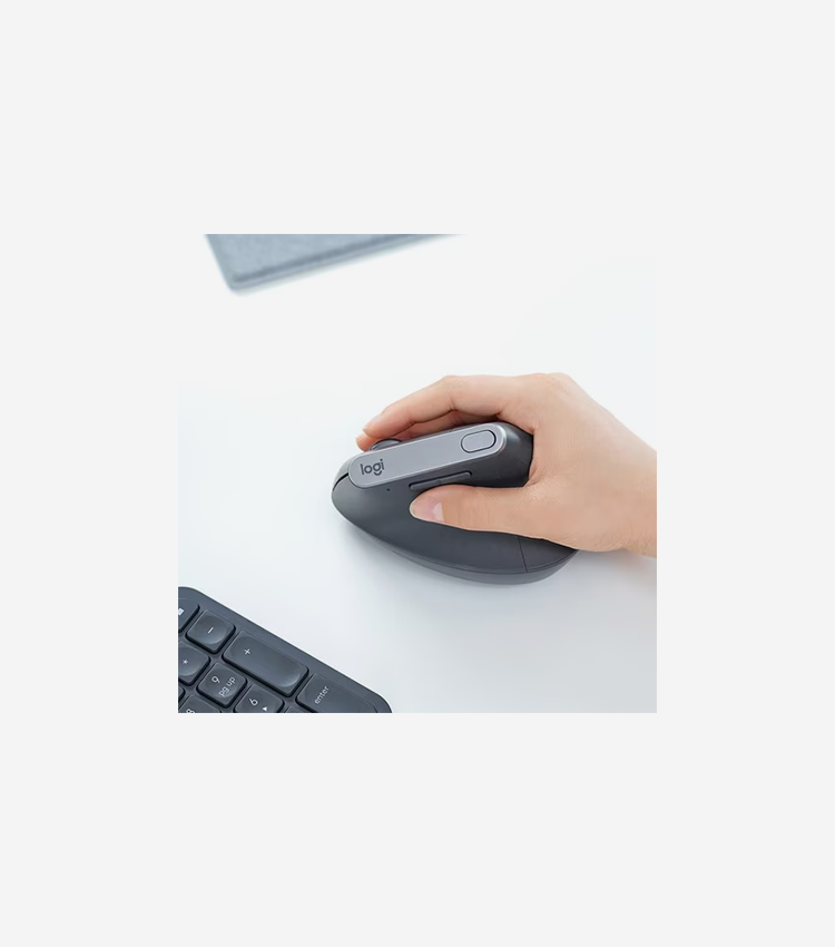 Logitech MX Vertical Advanced Ergonomic Mouse - Optical - Cable/Wireless - Bluetooth/Radio Frequency - Graphite - 1 Each - USB Type C - 4000 dpi - Scroll Wheel - 4 Button(s) - Right-handed