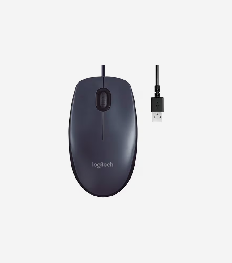 Logitech B100 Optical USB Mouse - Optical - Cable - Black - 1 Each - USB - 800 dpi - Scroll Wheel - 3 Button(s) - Symmetrical